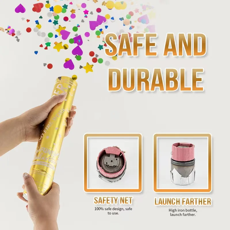 Customizable 30cm Handheld Confetti Cannon Party Supplies Jet Golden Popper