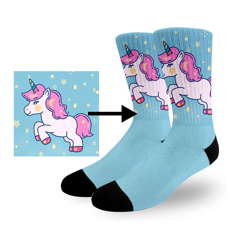 Long Tube Compression Fancy Graphic Sublimation 3D Printed Little Pony Pattern Men Socks With Print Logo