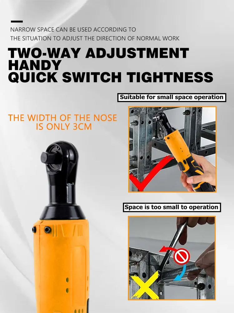 KM Heavy-Duty Cordless Electric Ratchet Wrench Adjustable Stainless Steel Impact Ratcheting Imperial Measurement System