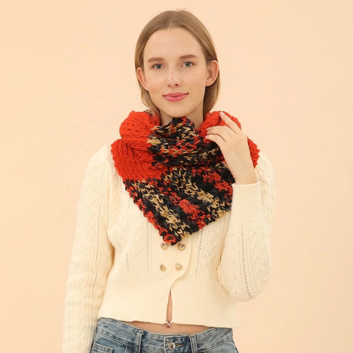 Модный зимний женский свитер в богемном стиле шаль пончо для девочек