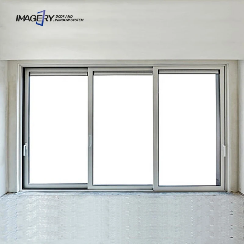 Simple Design Double Glazed 3 Tracks White Grill Frameless House Aluminum  Sliding Door Window with Mosquito Net for Philippines