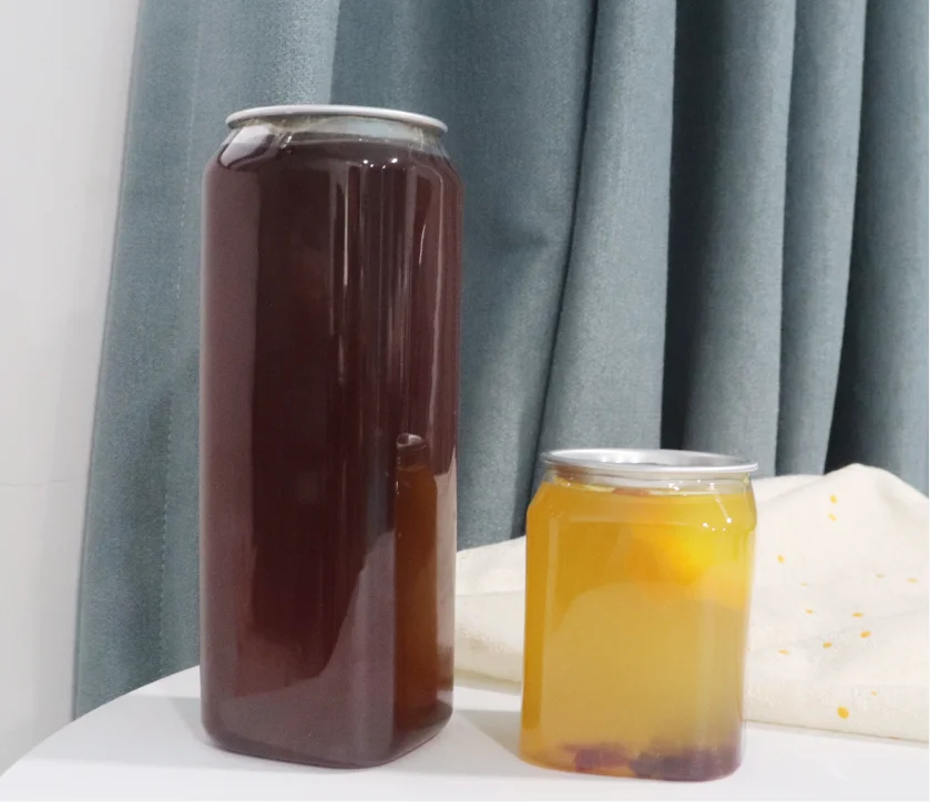 500ml Custom Pet Transparent Soft Drink Can Plastic Soda Beverage Can With Easy Open End Clear 12 oz Beverage Can