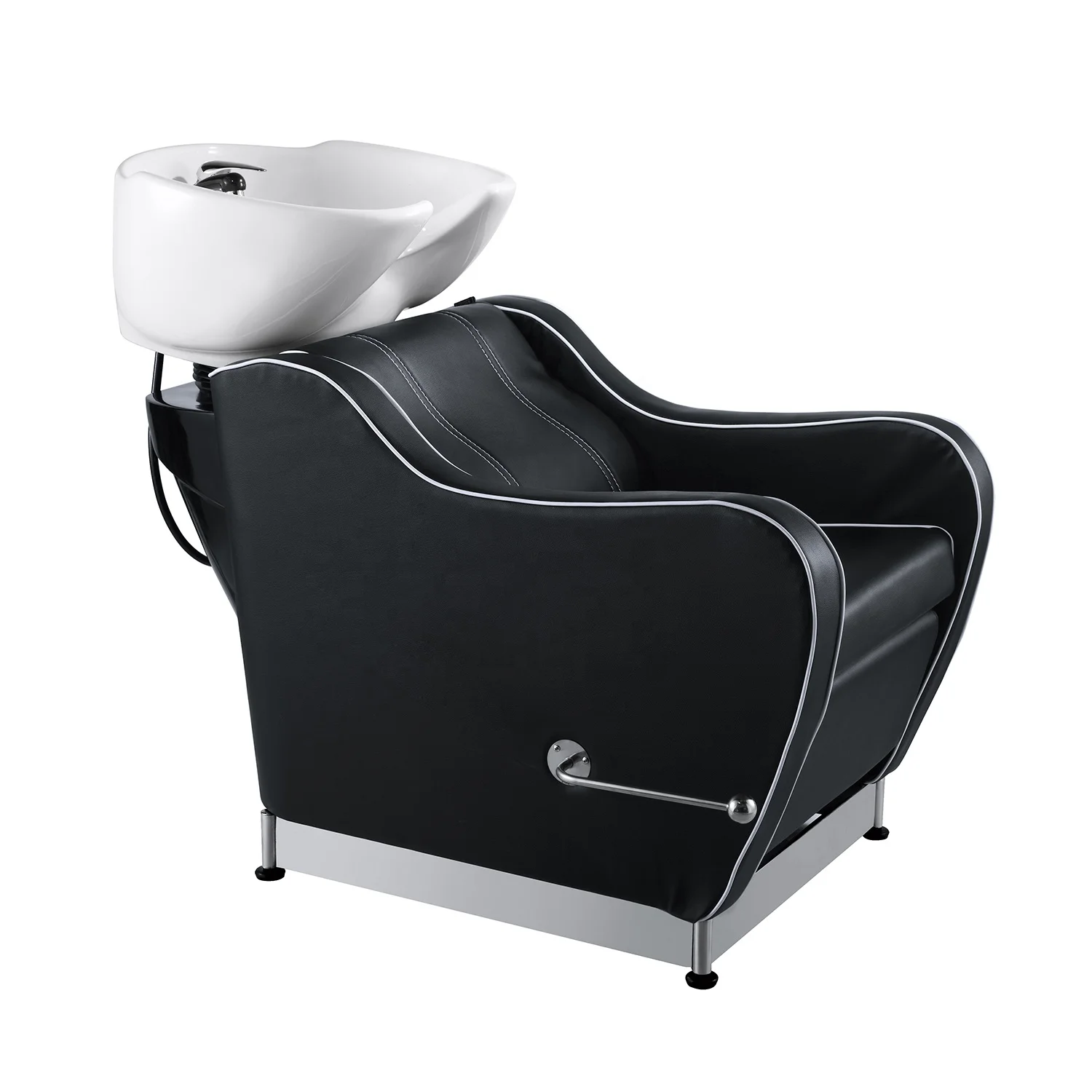 DTY Manufacturer PU Leather Waterproof Hair Salon Shampoo Chair With Ceramic Basin
