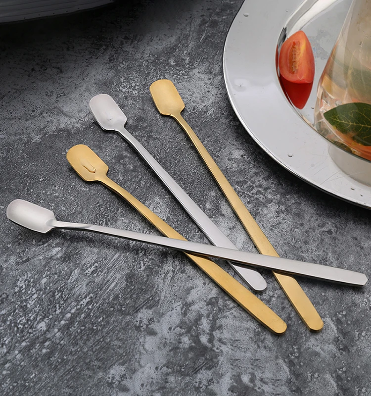 
Golden Tall drinking mixing spoon long handle spoon 