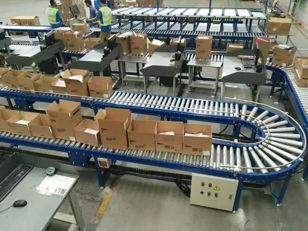 mild steel structure curved roller conveyor in 90 degree 180 degree