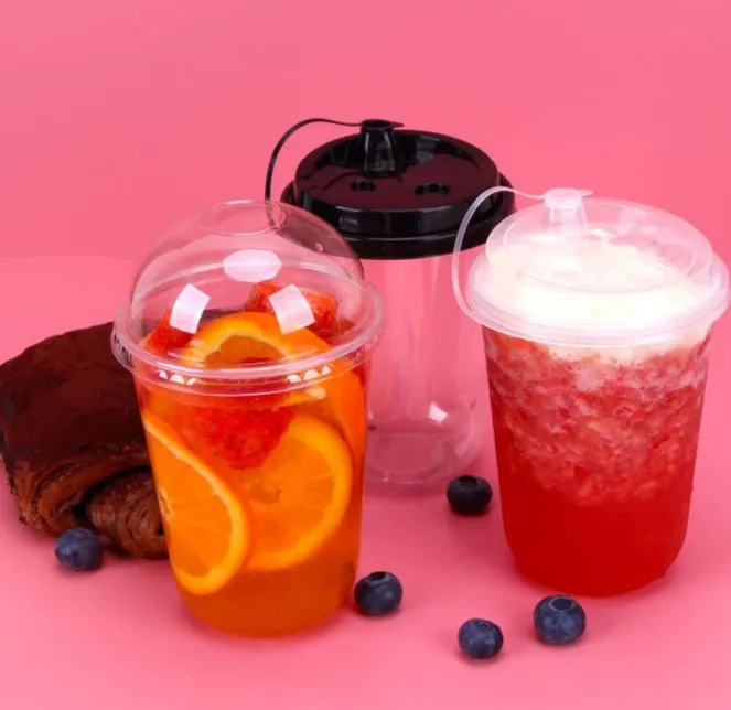 Disposable Round Bottom Boba Tea Cup Biodegradable Compostable PLA Clear Cold Cup