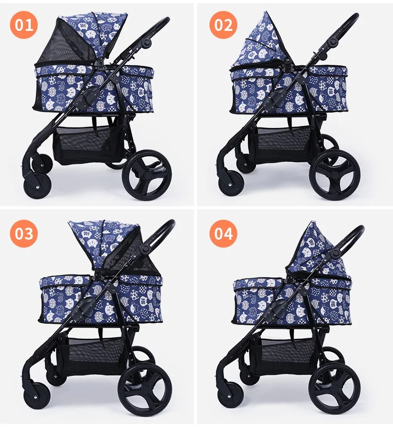 Can Easily Walk in/Out 4 Wheels Pet Stroller Cat Dog Cage Stroller Dog pet Stroller for Dogs Pet