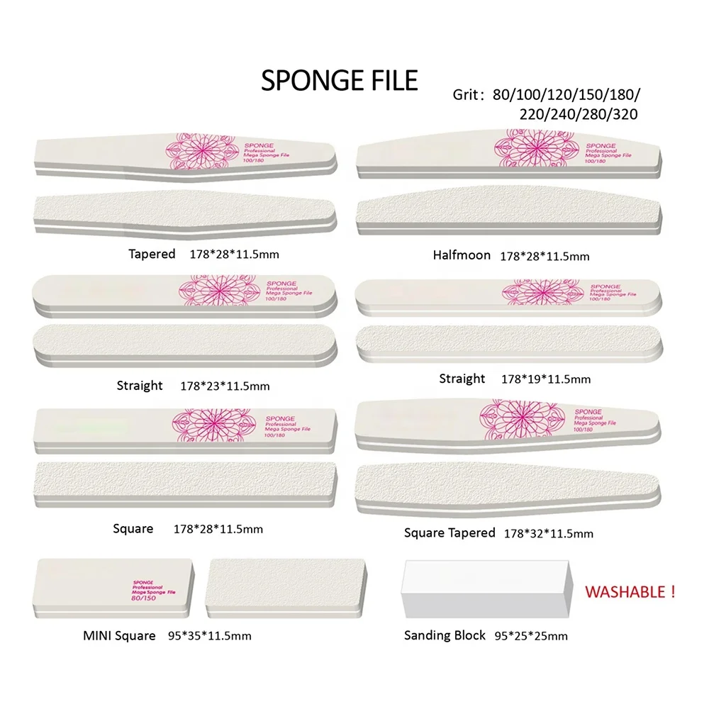 Top Quality Nail Polish Supplies Pink Buffer 4way Disposable Premium Polisher Sponge Shiny Custom Logo Nail File And Buffer Set