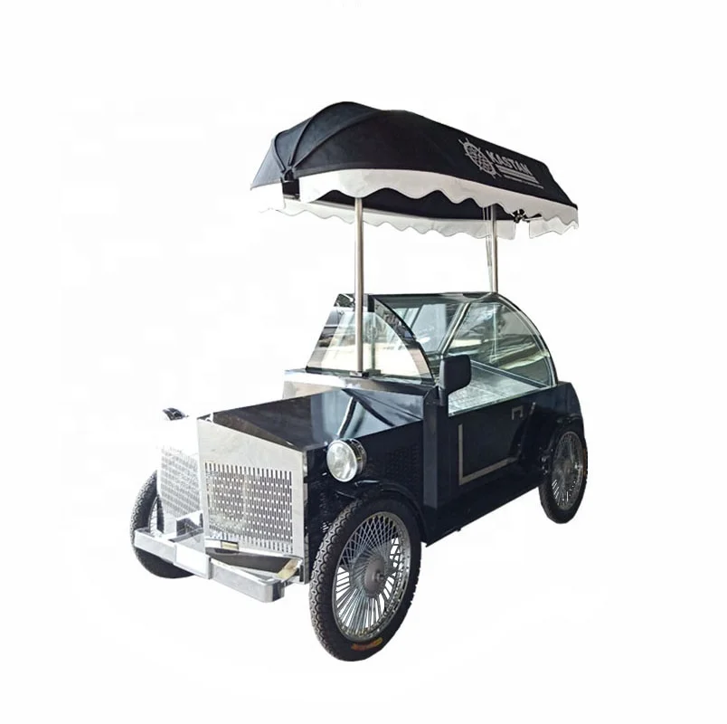 Factory Price Classic Car Shaped Refrigeration Gelato Popsicle Ice Cream Cart For Sale