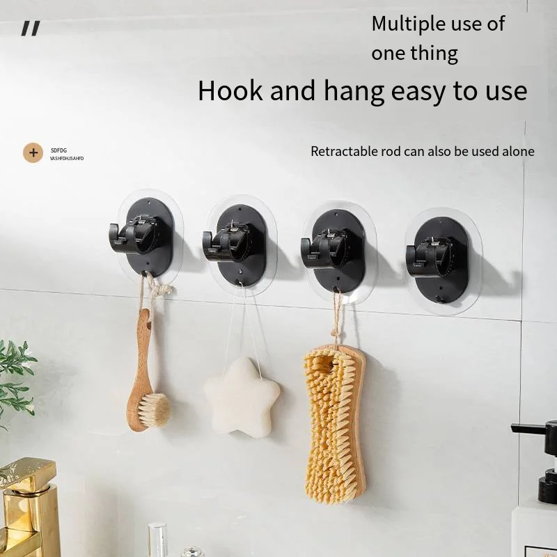 Self Adhesive Curtain Rod Bracket Hook Bathroom Hotel Non Perforated Fasteners Fixing Hooks for Clothes Drying Poles
