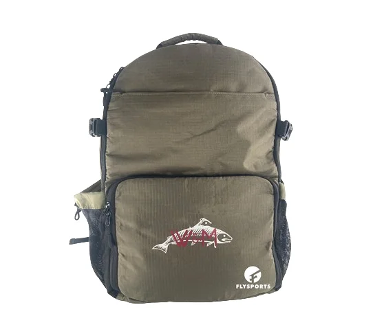 Custom Two Layer Waterresistant Outdoor Travel Multi-functional Fishing Backpack Large Capacity Portable Fishing Tackle Backpack