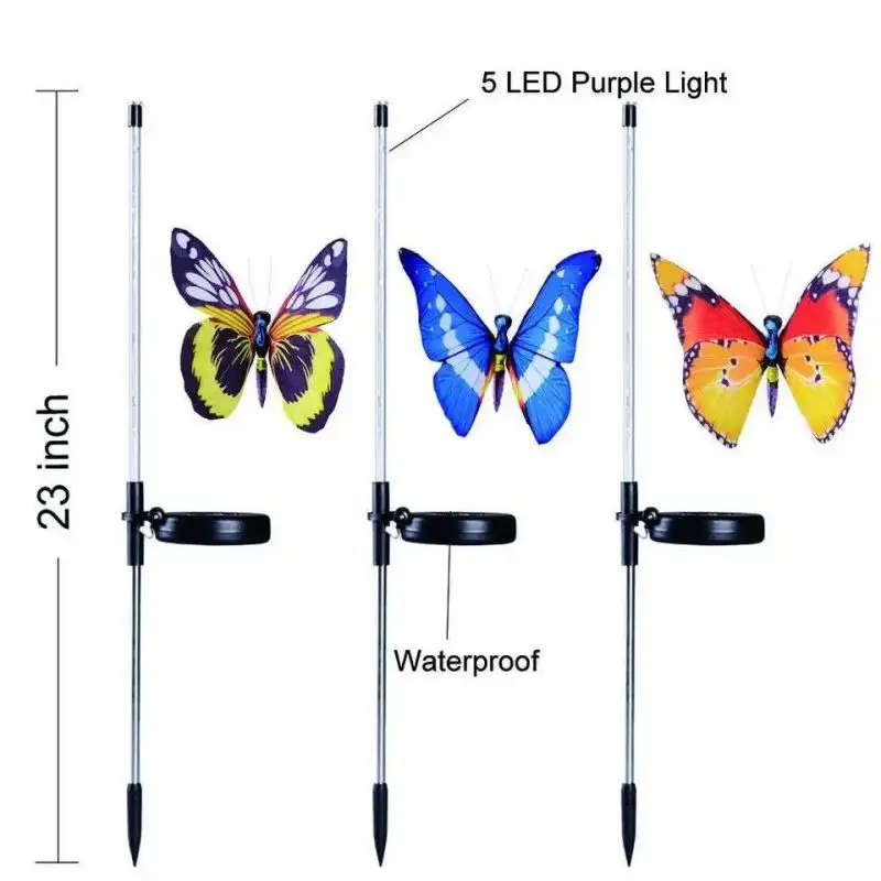 Hot Selling Outdoor Butterfly Shape Holiday Solar LED Decorative Light For Garden Pathway Walkway