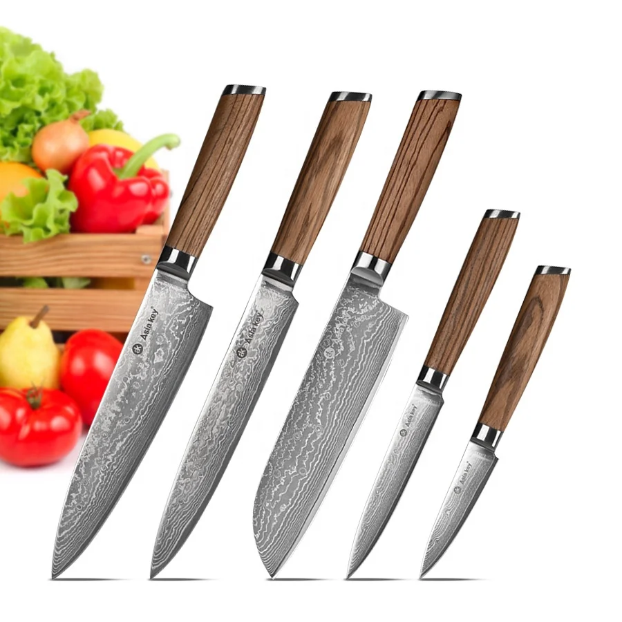 8 Inch Custom Handmade VG10 Steel Damascus Chef Knife WITH Zebra Wood Handle