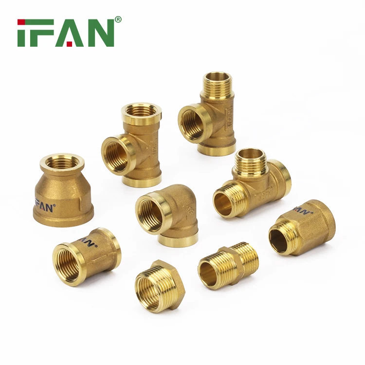 IFAN Plomberie Accessoires Full Size 1/2'-2' Plumbing Thread Brass Pipe Fittings Brass Nipple Fitting Elbow Brass Fittings
