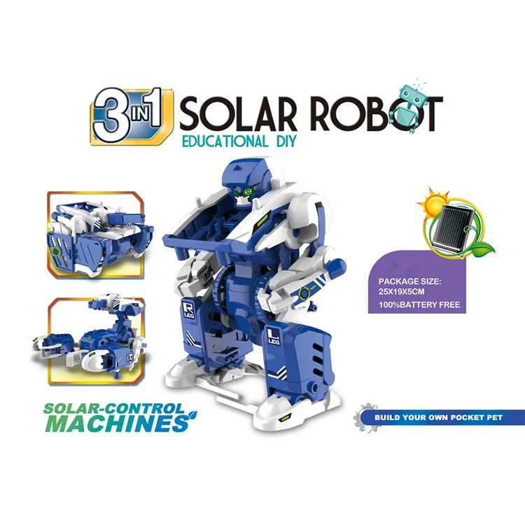 Hot Selling New Designs 3 in 1 DIY Solar Robot educational solar robot toy
