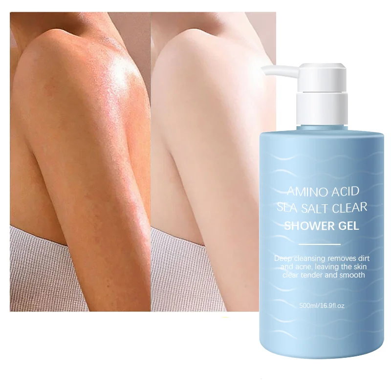New Fashion Skin Cleaning Amino Acid Sea Salt Whitening Shower Gel Acne Remove Refreshing Body Wash For Summer