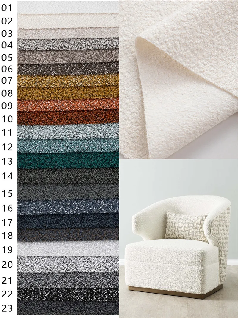 Light boucle fabric 2023 new arrived thin woven boucle upholstery fabric not stretch teddy boucle fabric