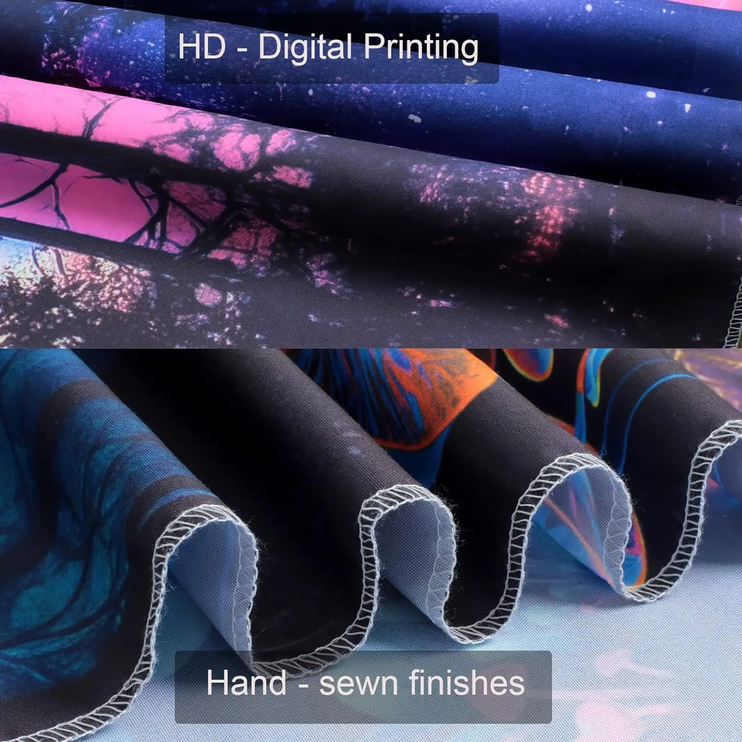 Custom Miytal Fantasy Forest Jellyfish Tapestry Blacklight Colorful Mushroom Butterfly Wall Hanging for Bedroom