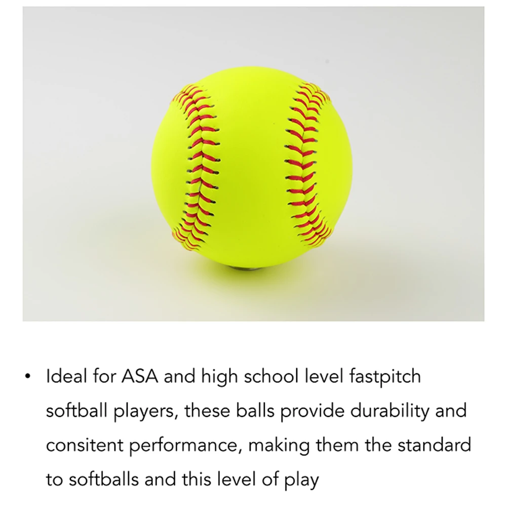 The Newest 12 Inch Yellow PU Leather Official Professional training best softball ball//