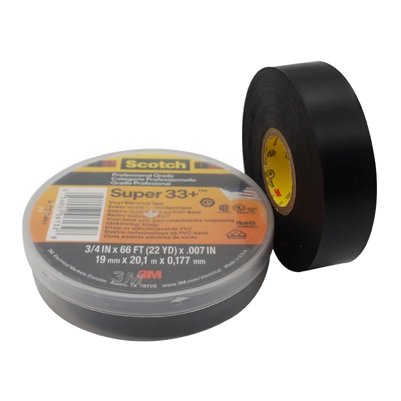Factory Custom Rubber Hot Melt Insulation Electrical Tape Scotland Super 33 + PVC 0.18mm Black Adhesive