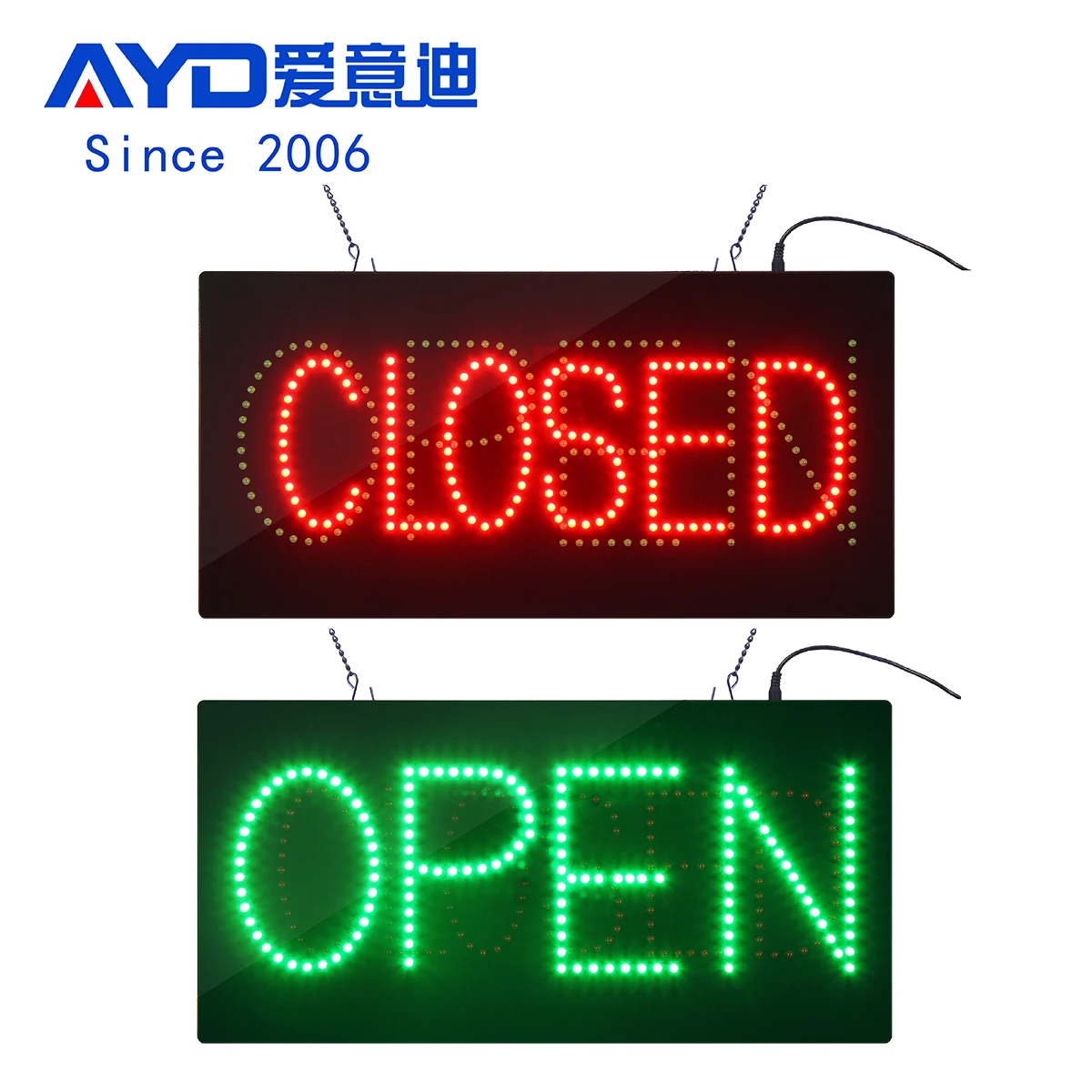 Hot selling 9 * 19 inch acrylic signboard 2 In 1 Green OPEN Red CLOSED Sign Board Custom Led Sign