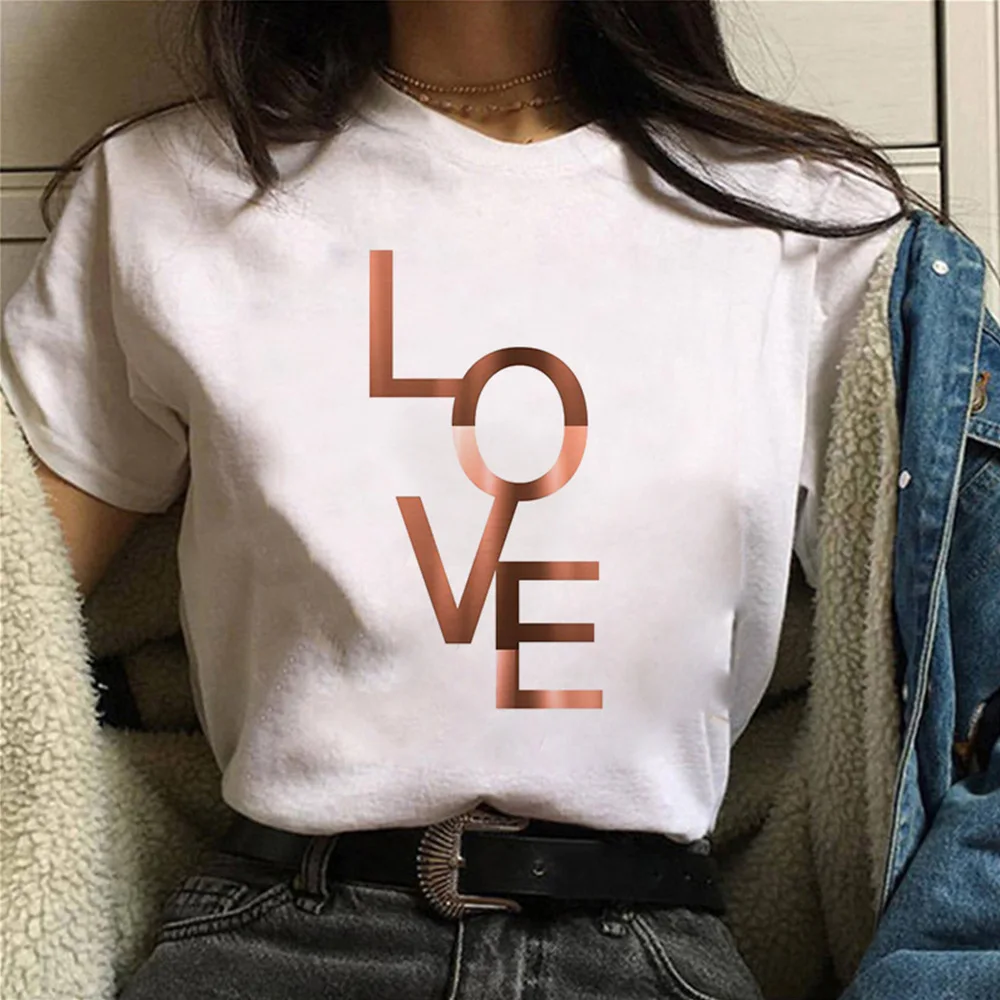 2022 Fashion Summer Women Graphic T Shirts Short Sleeve Love Geometric Graphic T Shirts Women Top