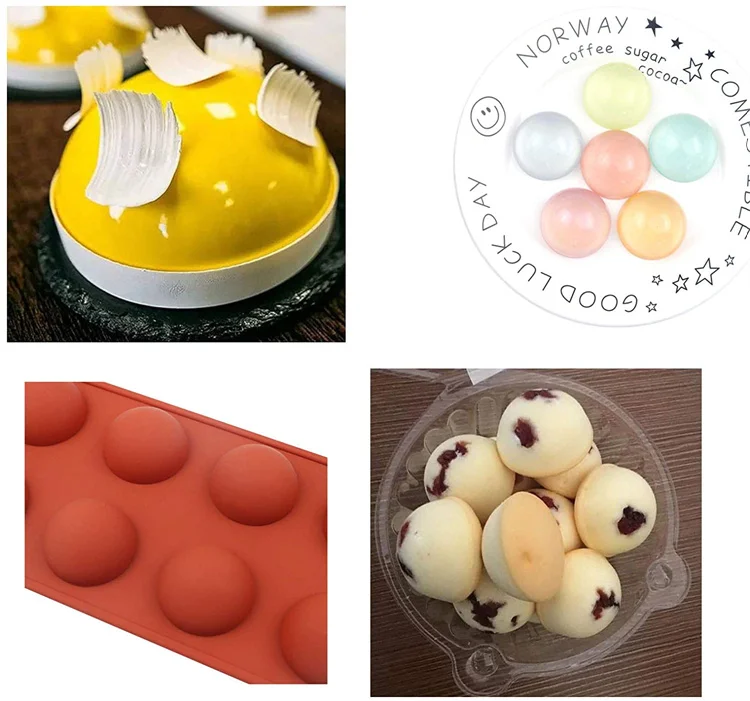 OEM Bulk Bakeware 8 Trays Mini Semi Half Sphere Shape Food Grade Silicone Cake Baking Molds for Chocolate Candy and Gummy Cake