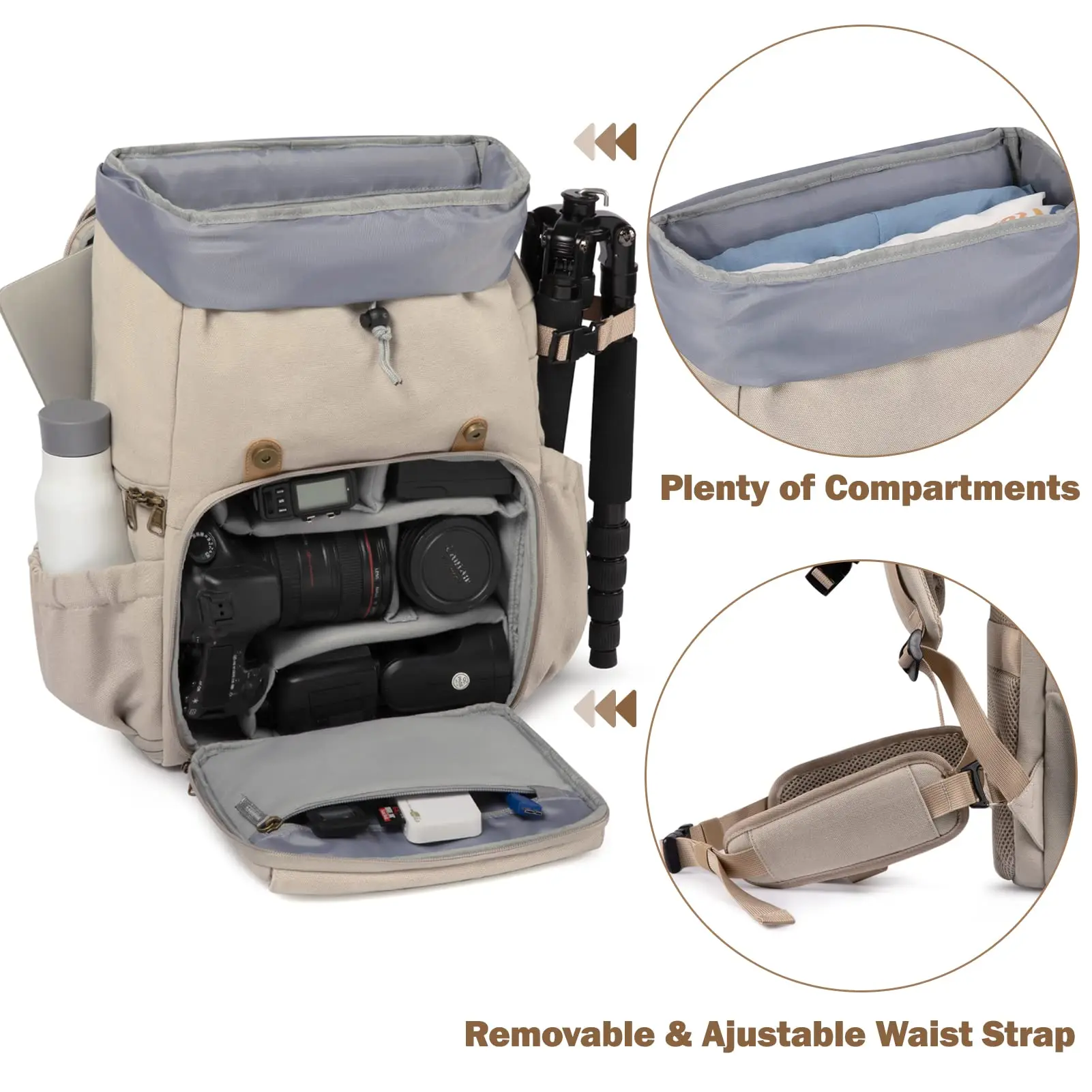 Women Designer Canvas Large Waterproof Digital Gear Video Camera Bag slr dslr Camera Backpack for Photography With Tripod Holder