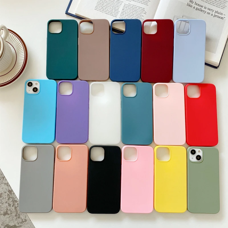 Soft Rubber Candy Frosted texture phone case Silicone tpu big hole material For Iphone 11 12 13 14 Case