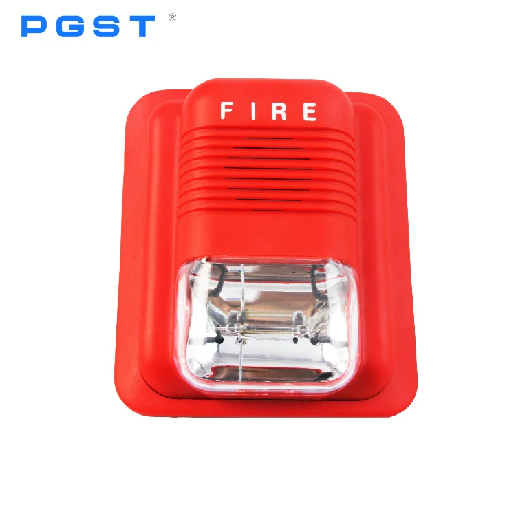 PGST Sound light Fire Alarm Conventional Fire Alarm Horn/Strobe Siren CE&RoHS 24V DC Multi-tone Strobe Light Audible Alarm Siren
