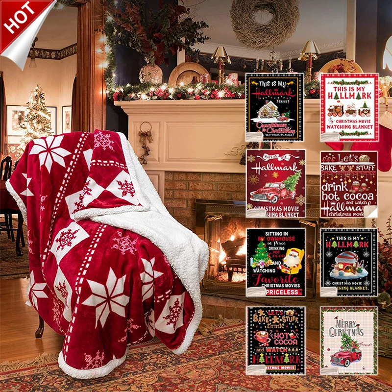 Christmas Card Throw Blanket Red Retro Truck with a Fir Tree Gifts and The Dachshund in a Scarf Decorative Blankets