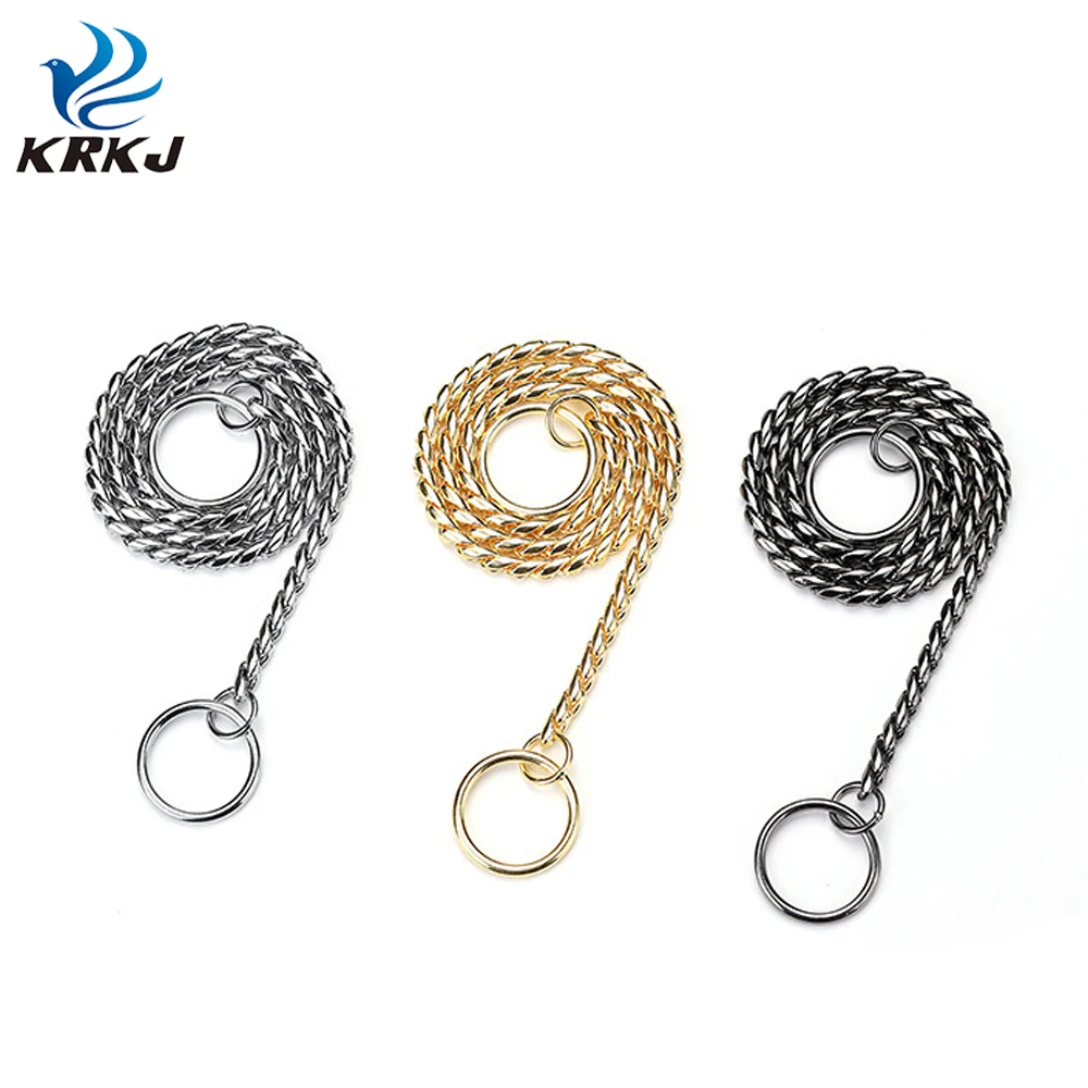 TC1401 High quality copper material gold black silver decorative dog metal snake chain  leash for pet