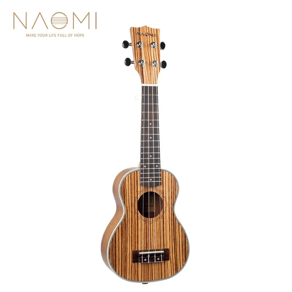 NAOMI  21 Inch Ukulele Zebrawood 4 Strings Hawaii Guitar Uke Kit Acoustic Mini Guitar Musical Instrument