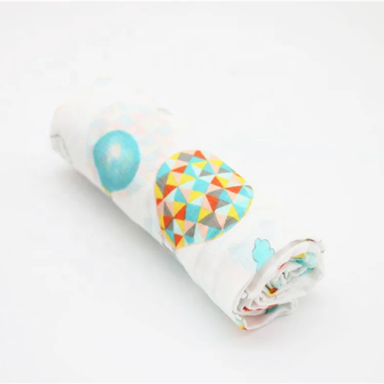 wholesale organic bamboo muslin baby blanket custom print baby muslin swaddle blankets baby muslin