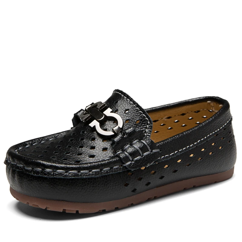 Дышащая кожаная обувь, модная детская обувь с перфорацией