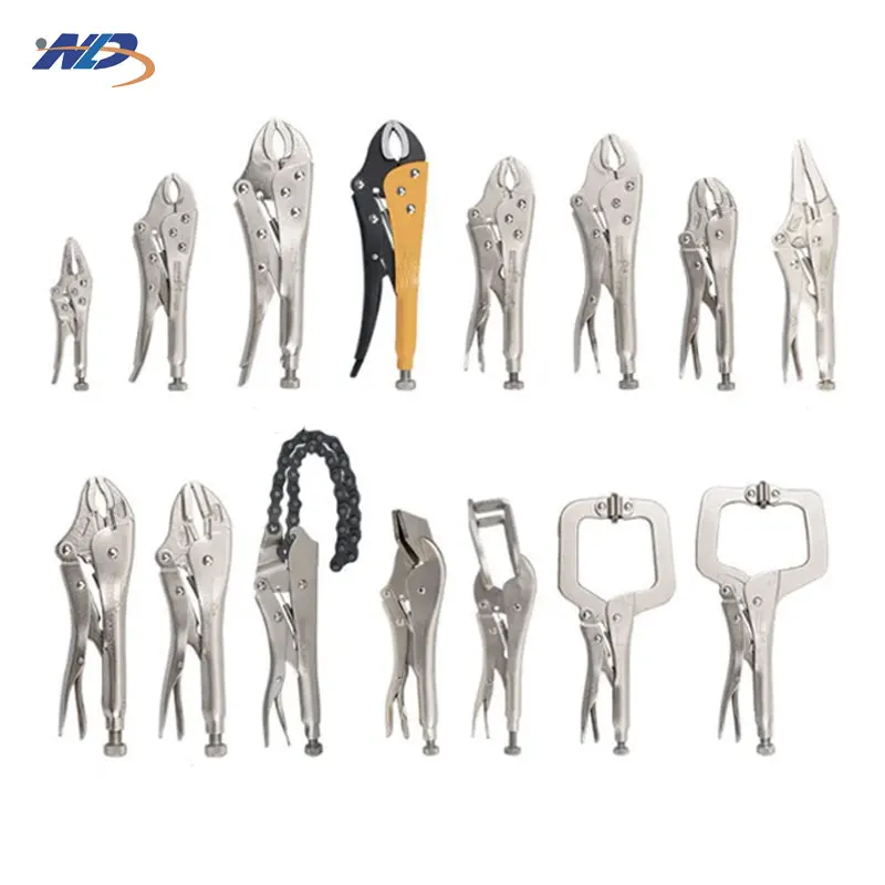 Woodwork Adjustable Pressure CRV Curved Jaw Locking Pliers with Wire Cutter