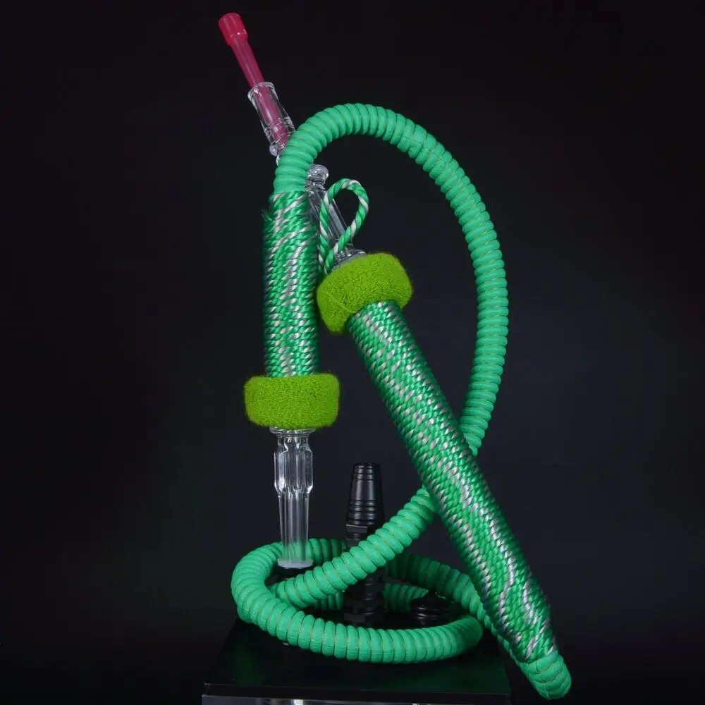 Manufacture Arab hookah shisha hose food grade silicone hose with aluminum handle and mouth tip smoking accessories