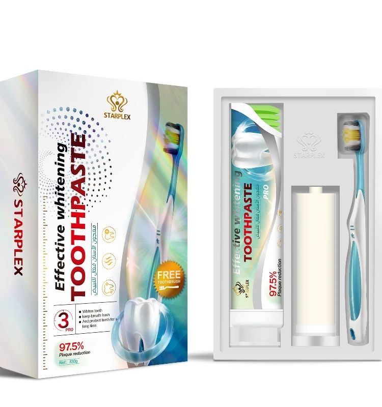 Starplex Effective Whitening Toothpaste Set (100g*2) Free Toothbrush*1 for  Cavity Prevention Sensitive Teeth Care