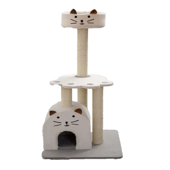 2021 New Design Scratching Posts and Plush Condos Activity Kitten Centre Tower Equipped Cat Tree with Basket