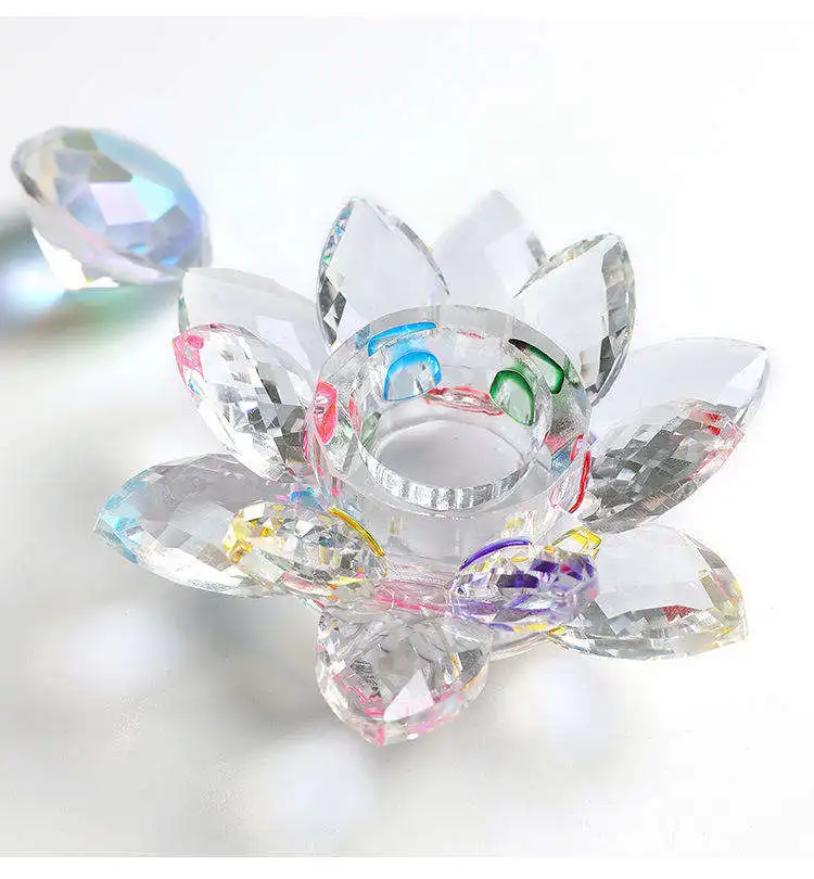 Rainbow Crystal Dappen Dish Lotus Flower Glass Acrylic Liquid Cup Nail Monomer Big Size Dappen Dish With Lid