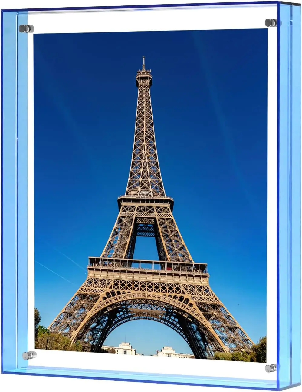 8.5x11 Picture Frames Stunning Color Acrylic Floating bule Photo Frame Tabletop picture Display