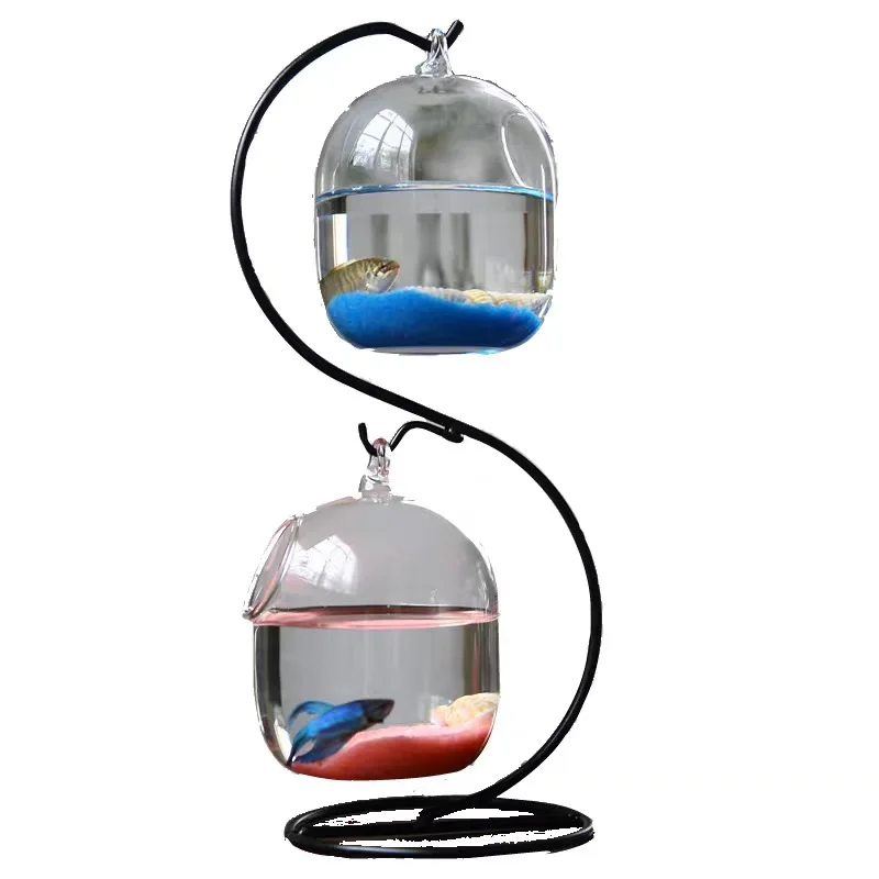 New Desktop Small Glass Aquarium Creative Ecological fish Tank Mini Goldfish Bowl Hanging Fish Tank