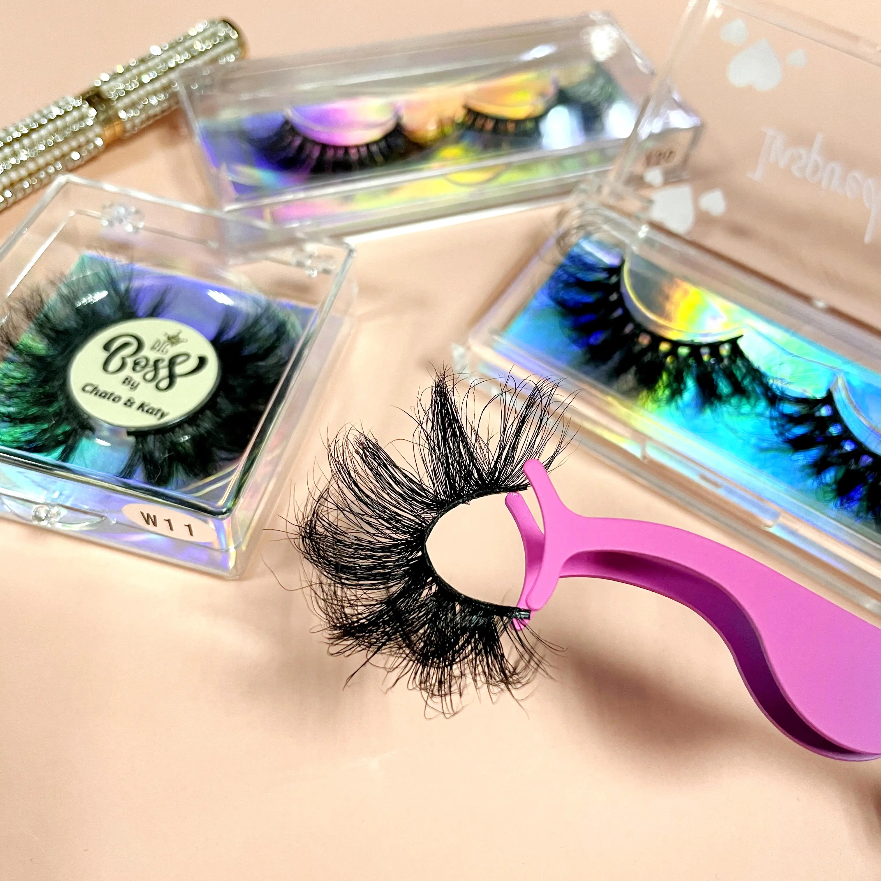 Hand made full strip lashes vendor wholesale super fluffy real siberian 25 mm 3d mink eyelash case boxes