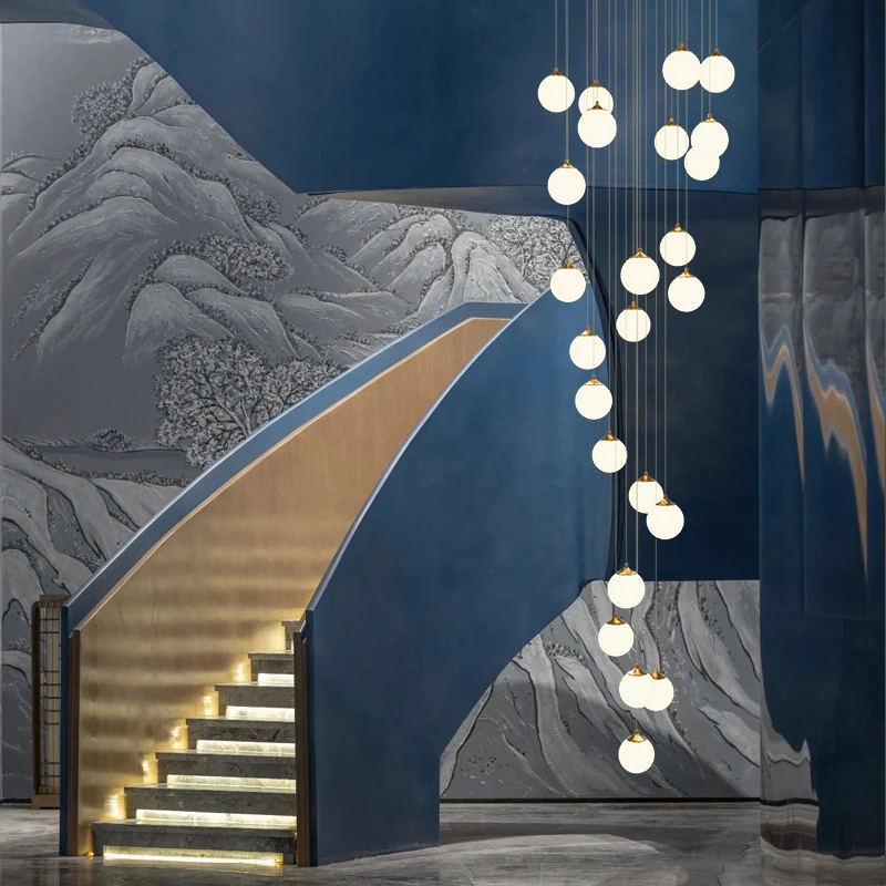 VVS  modern copper ball luxury chandelier pendant lighting for high ceilings staircase
