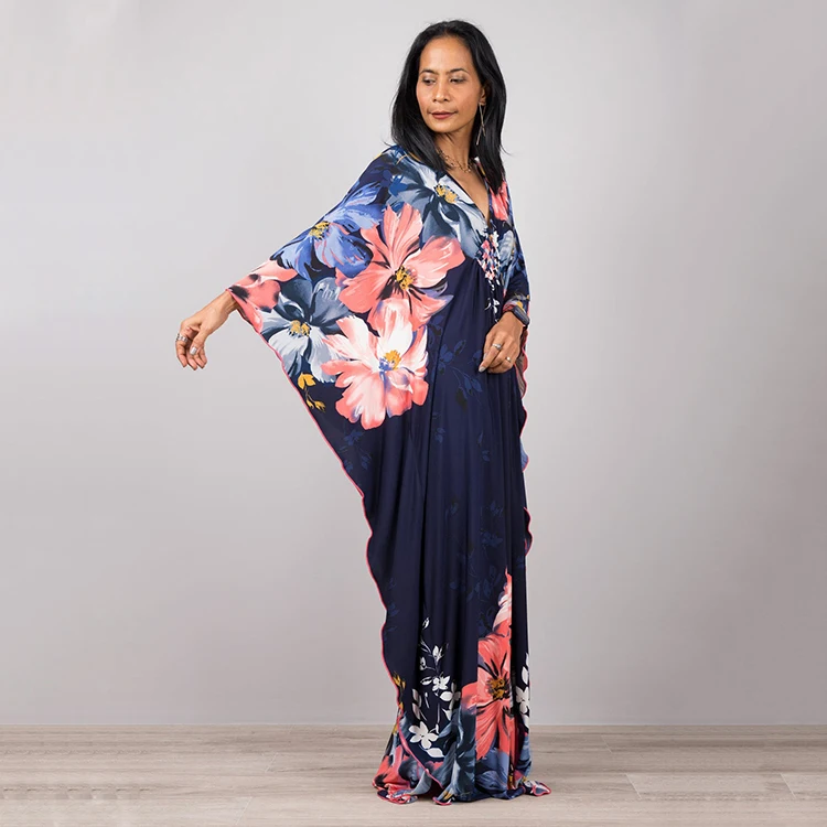 Wholesale Islamic Clothing Printed Plus Size Dubai Kaftan Dress For Muslim Women