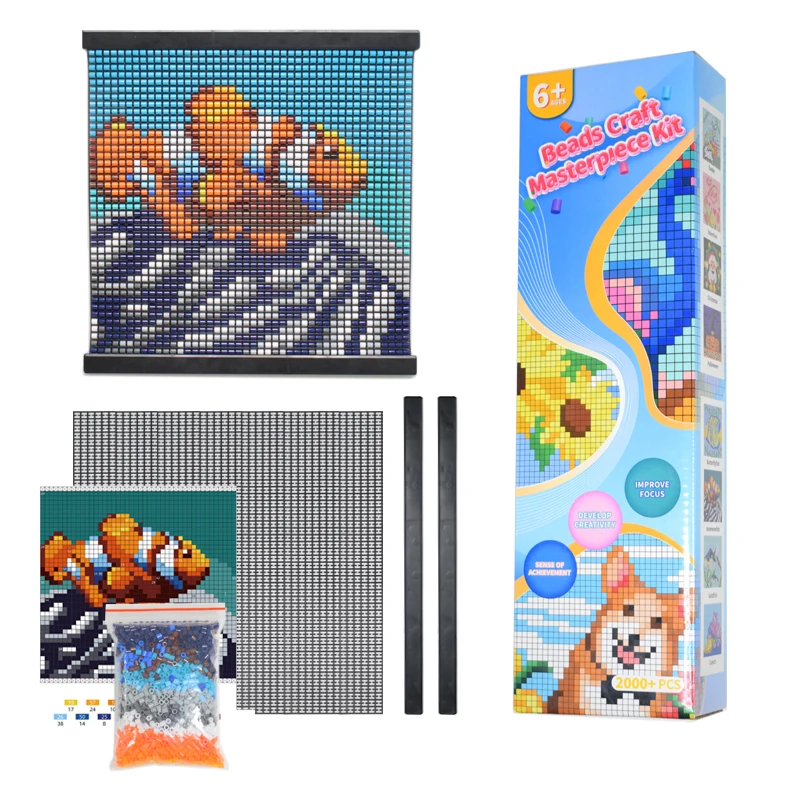 HAMA beads creativity canvas Toucans Pattern Multi colors No-Iron Fuse Bead Craft Masterpiece Kit for Kids and Adult