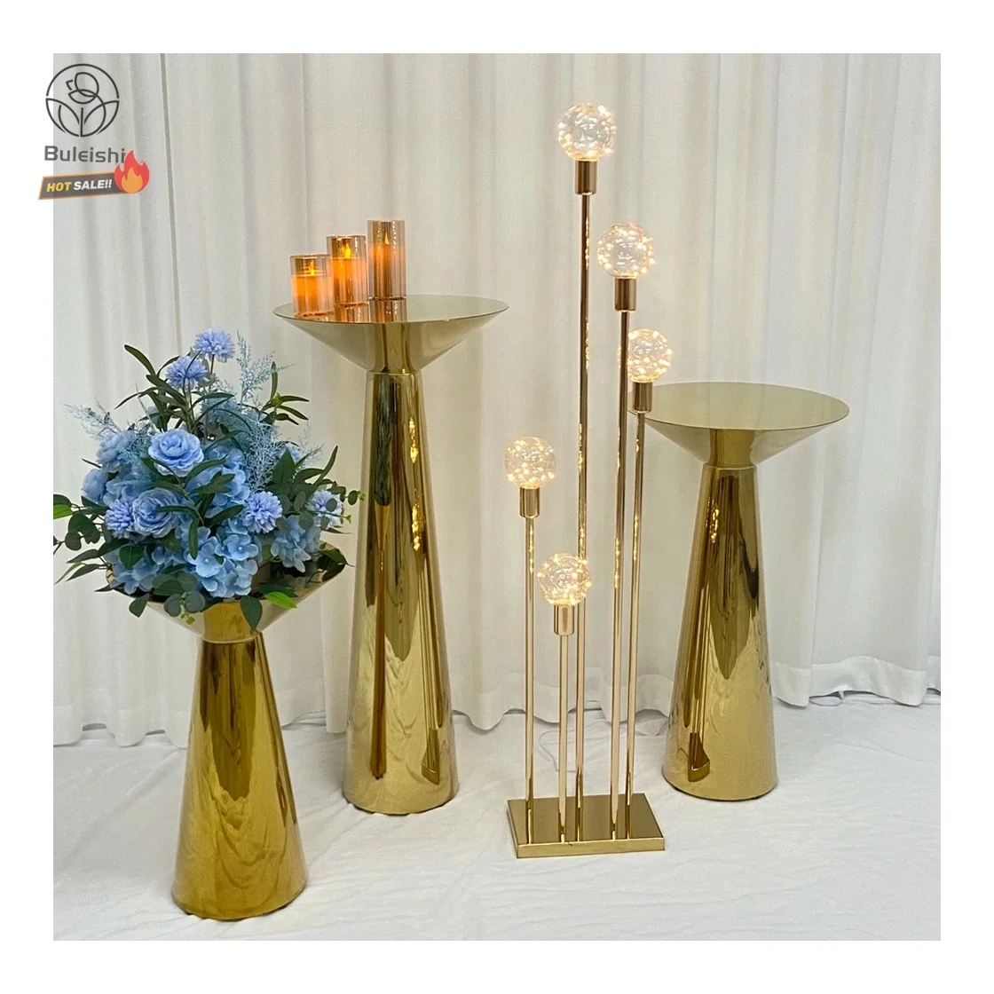 Tables Cake Decoration Supplies Marriage Ceremony Party Events Gold Tables Decoration for Wedding Reception Backdrop