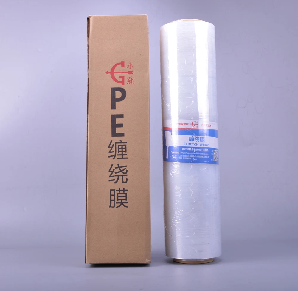 China packaging transparent pallet pvc wrapping film cast stretch ceiling film roll rewinding wrap logistics film use