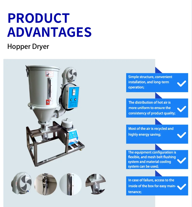 2023 Cheap Price Plastic Granules Dryer Hopper Dryer Plastic Granules Drying Machine for Plastic Material