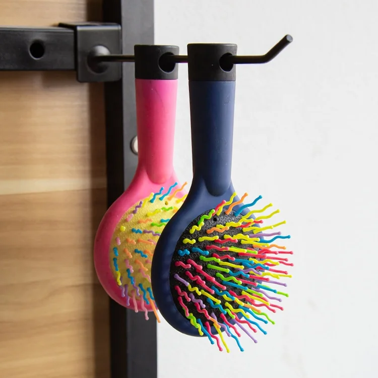 Gloway Hot Selling Kids Ball Tipped Travel Small Hairbrush Curly Detangling Brush Rainbow Hair Brush With Mirror